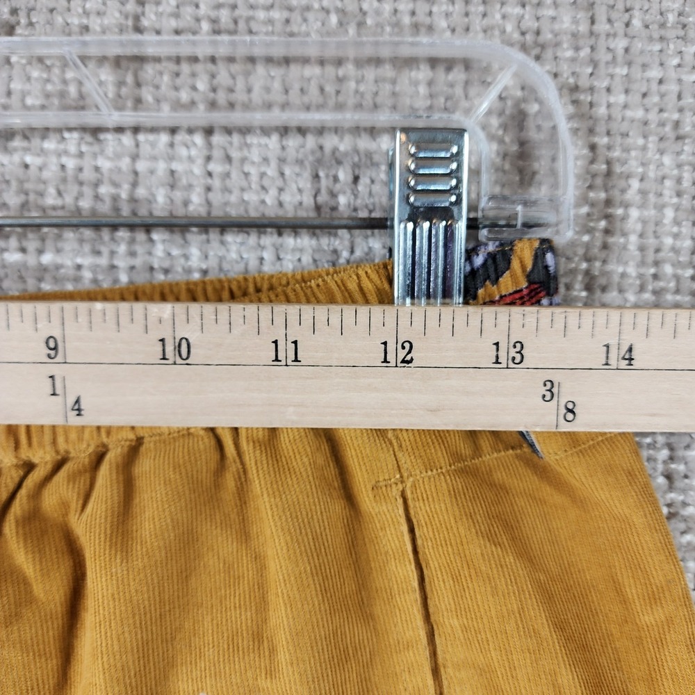 Ivy Jane Floral Print Corduroy Pants Womens S Gold Cropped Wide Leg Pullon EUC - Picture 4 of 11
